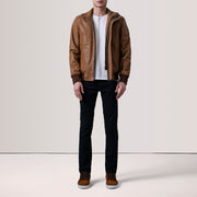 Lester 棕色 Suede 真皮飞行员夹克 男士 – alternate product view 2