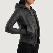 Luna Hooded 真皮飞行员夹克 女士 – alternate product view 2