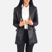 Open Hem &amp; Hem Craftsmanship Construction Detail on Marilyn Tan Brown Leather Blazer