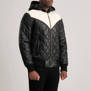 
Tan Brown Sheepskin Leather Bomber Jacket - 展现肩线贴合与利落下摆的背部视角