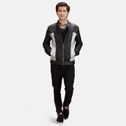 Shapron Studded 真皮机车夹克 男士 - Lateral Side Profile View Showing Sleeve Cut &amp; Athletic Taper Fit