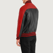 Terrance 黑色 Varsity 真皮夹克 男士 – 多角度商品细节 4