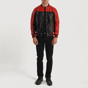 Terrance 黑色 Varsity 真皮夹克 男士 – 多角度商品细节 5
