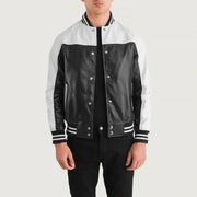 Terrance 黑色 Varsity 真皮夹克 男士 – 多角度商品细节 1