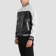 Terrance 黑色 Varsity 真皮夹克 男士 – 多角度商品细节 2