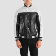 Terrance 黑色 Varsity 真皮夹克 男士 – 多角度商品细节 4