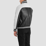 Terrance 黑色 Varsity 真皮夹克 男士 – 多角度商品细节 5