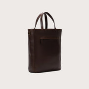 
The Poet Vintage Brown Leather Tote Bag For Men & Women - 立体侧面展现包身风琴褶与扩容深度